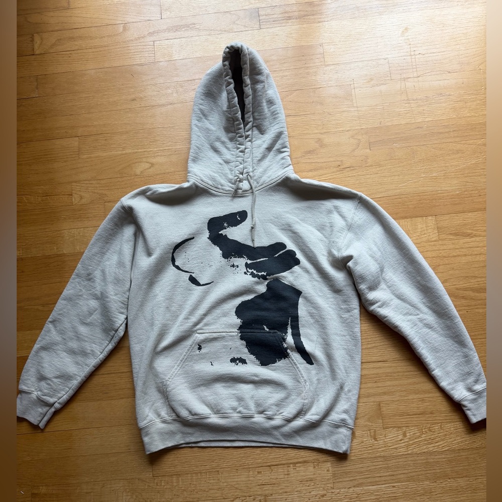 Light Gray Hoodie with Abstract Black Print - Men